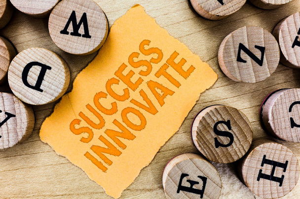 Почерк текста Success Innovate. Концептуальное значение делает организации более приспособленными к рыночным силам
 - Фото, изображение