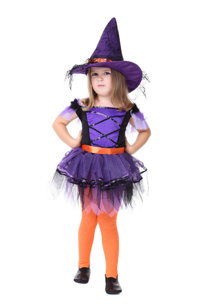 Young girl in halloween costume on white background - Foto, immagini