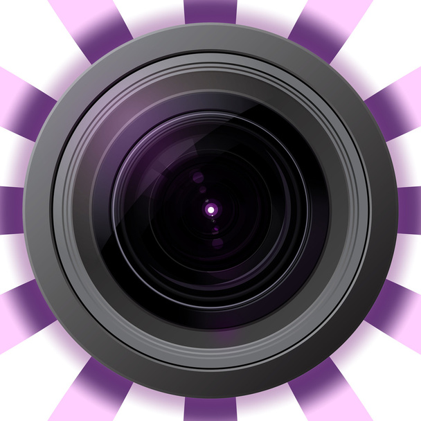 Lente da câmera com erupção violeta
 - Foto, Imagem