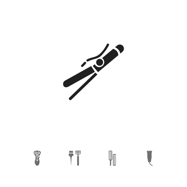 Set de 5 iconos editables de barbería. Incluye símbolos como el dispositivo de rizado, la máquina de corte, el instrumento y más. Se puede utilizar para diseño web, móvil, IU e infografía
. - Vector, Imagen