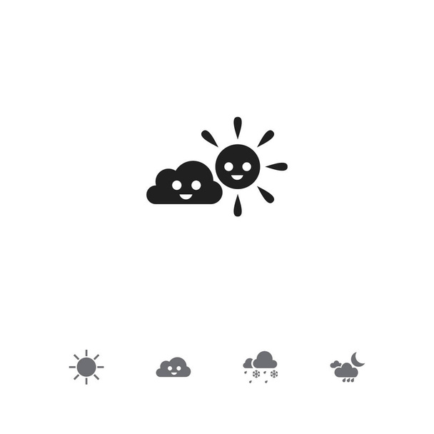 Conjunto de 5 ícones de ar editáveis. Inclui símbolos como chuva com neve, ar puro, céu e muito mais. Pode ser usado para web, mobile, UI e design infográfico
. - Vetor, Imagem
