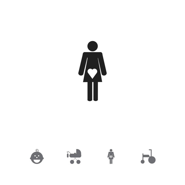 Set de 5 iconos infantiles editables. Incluye símbolos como buggy, hijo, mujer embarazada y más. Se puede utilizar para diseño web, móvil, IU e infografía
. - Vector, Imagen
