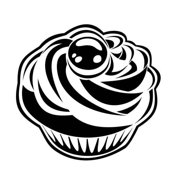 Black silhouette of cupcake. Vector illustration. - Vektor, obrázek