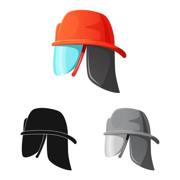 Objeto aislado de la cabeza y el símbolo de la tapa. Colección de casco y accesorio símbolo de stock para web
. - Vector, Imagen