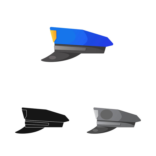 Vector illustration of headgear and cap logo. Set of headgear and accessory vector icon for stock. - Вектор, зображення