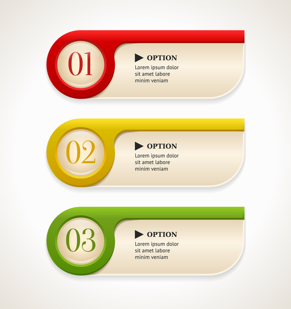 Horizontal colorful options banners or buttons template. Vector illustration - Vektori, kuva