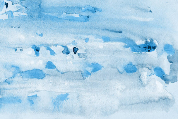 modré barvy akvarel na papíře abstraktní pozadí - Fotografie, Obrázek