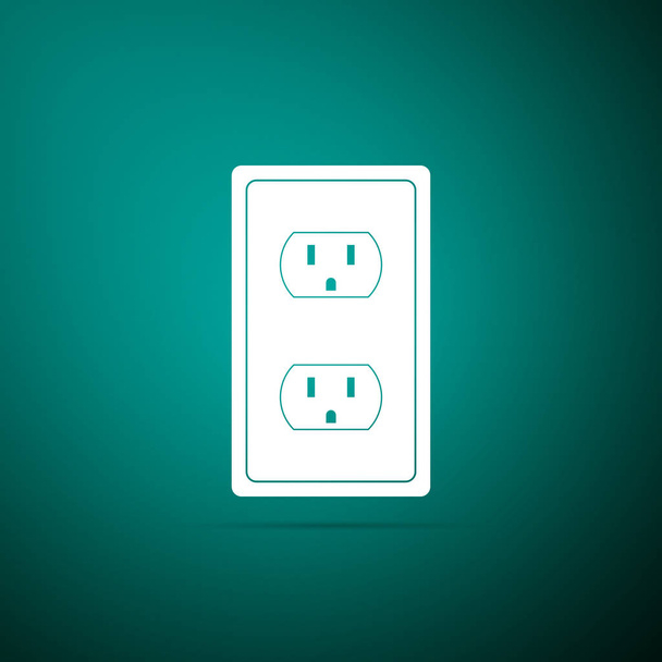 Electrical outlet in the USA icon isolated on green background. Power socket. Flat design. Vector Illustration - Vector, Image
