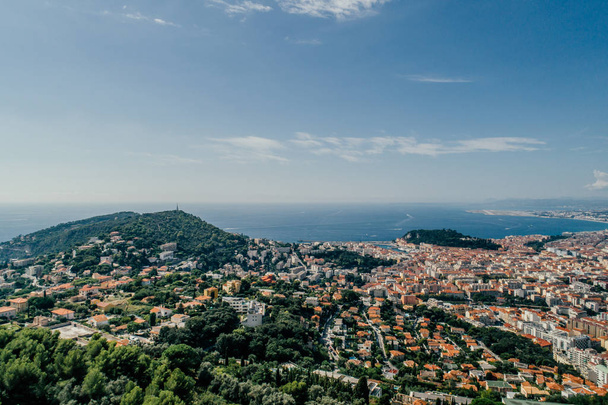 Nice city in the south of France on the azure coast a view from above Drone panorama - Valokuva, kuva