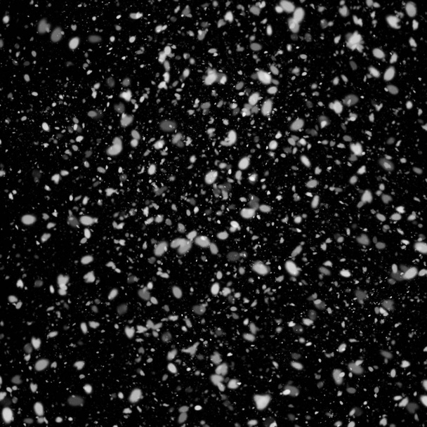 abstract wallpaper with falling snow on black background - Фото, изображение