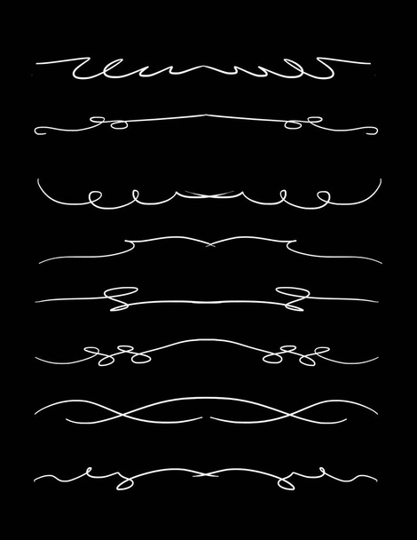 λευκό διακοσμητικό περίγραμμα γραμμών σε σκούρο φόντο - Φωτογραφία, εικόνα