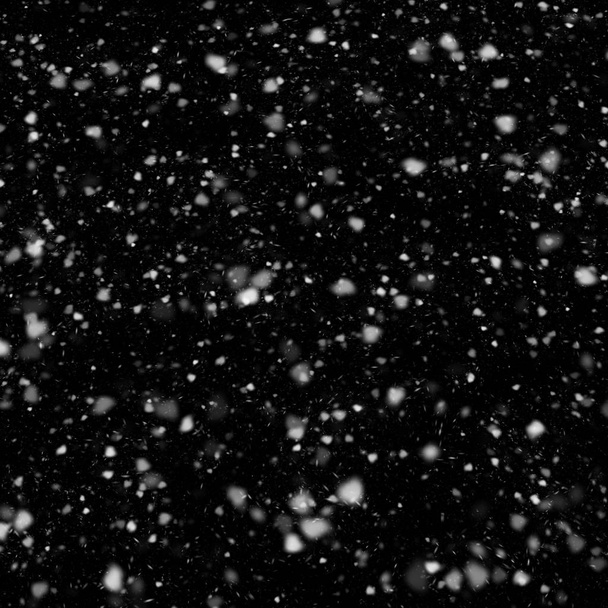 abstract wallpaper with falling snow on black background - Photo, image