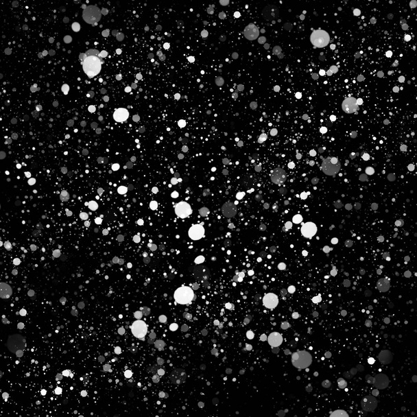 abstract wallpaper with falling snow on black background - Zdjęcie, obraz