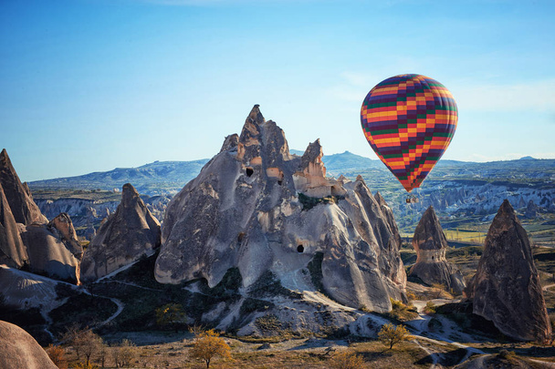 Mountain landscape with large balloons in a short summer season in the afternoon. - 写真・画像