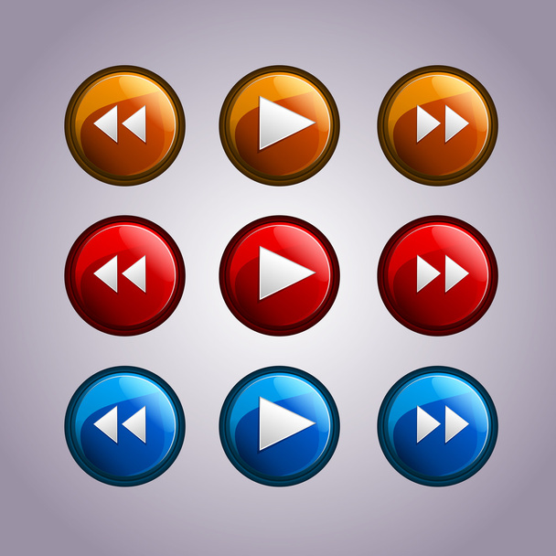 Vector set of media symbol buttons. - Vector, Image