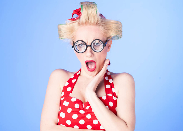 A surprised blonde pin up girl - Photo, Image