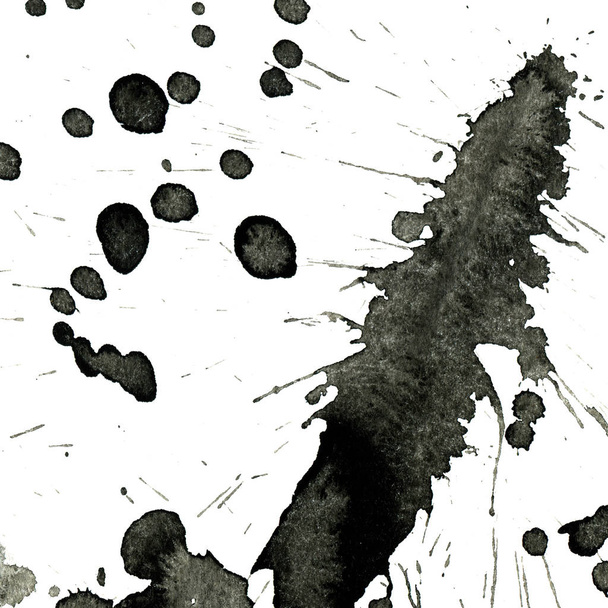 absztrakt fekete festék splatters fehér háttér textúra - Fotó, kép
