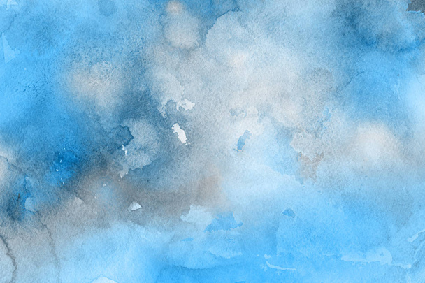 μπλε χρώμα ακουαρέλα σε χαρτί αφηρημένα φόντο - Φωτογραφία, εικόνα