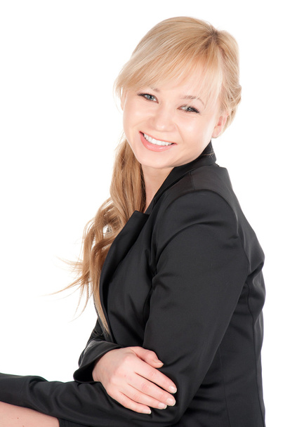 Young businesswoman posing over white background - Foto, afbeelding