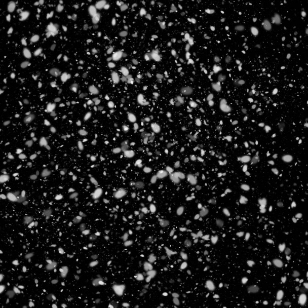 abstract wallpaper with falling snow on black background - Fotoğraf, Görsel