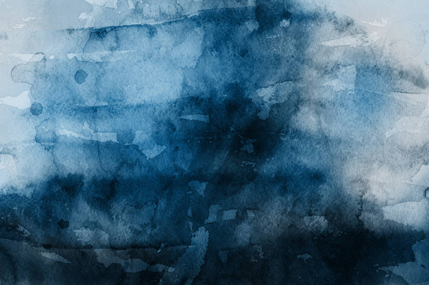 blue watercolor paint on paper abstract background - Valokuva, kuva