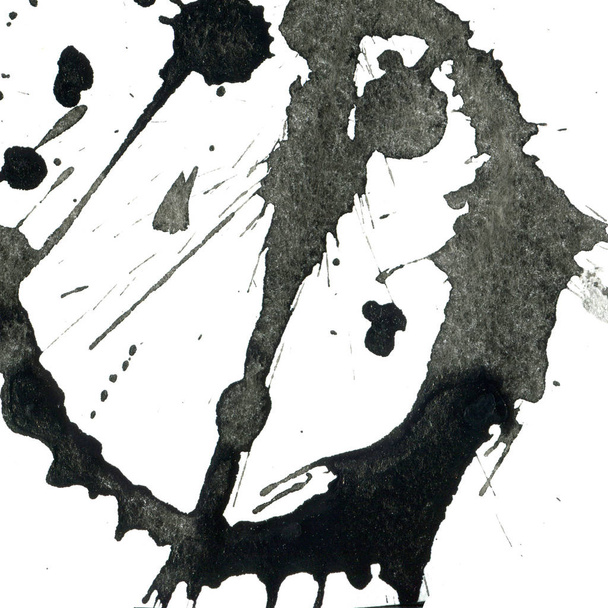 pintura negra abstracta salpica textura sobre fondo blanco
 - Foto, Imagen