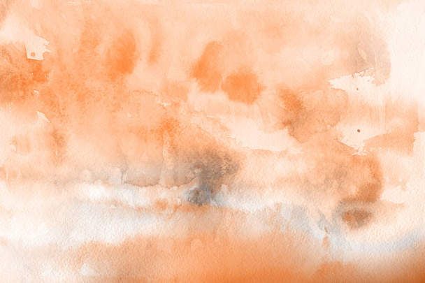 orange watercolor paint on paper abstract background - Photo, Image