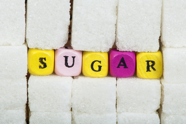 Sugar lumps and text - Photo, image