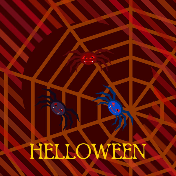 Halloween background with spiders   vector  illustration - Vector, Image
