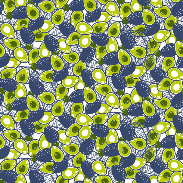 Avocado grün und blau dichte nahtlose Vektormuster. - Vektor, Bild