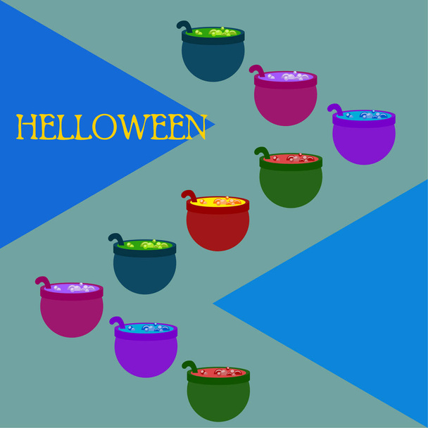 Halloween pots with potion,  vector background - Wektor, obraz