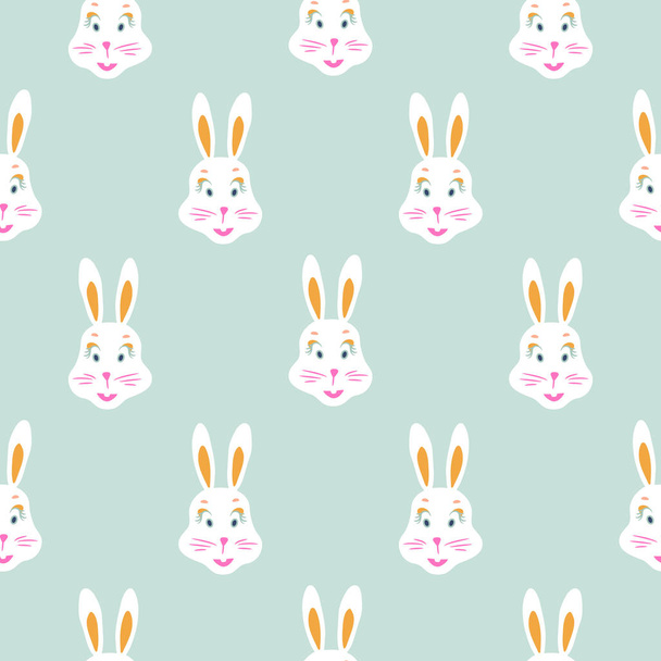Cute bunny baby blue seamless vector pattern. - Vector, Image
