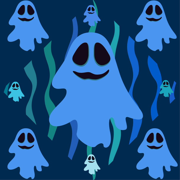 Halloween vector background  with ghosts, illustration  - Διάνυσμα, εικόνα