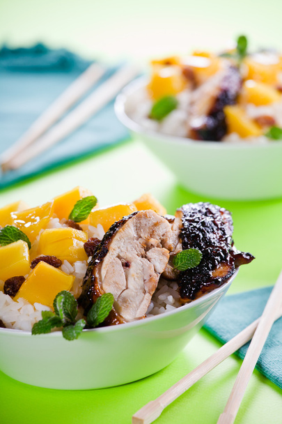 Barbecue Chicken And Mango - Photo, Image
