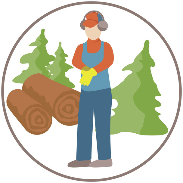 On a white background the icon is pictured, on labor protection. This reminder icon indicates that workers must use protection during operation. Can be used in forestry. - Vector, Image