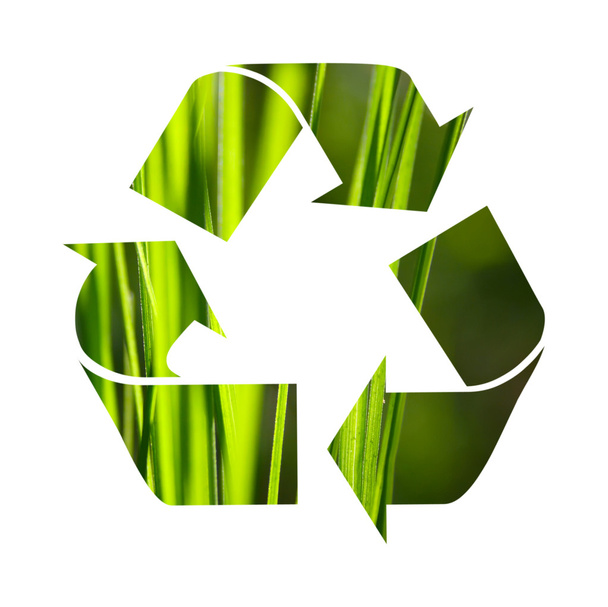 Recycle symbol made from grass isolated - Zdjęcie, obraz