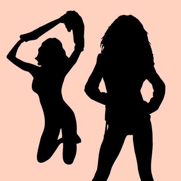 2 mooie vrouwen silhouetten - Vector, afbeelding
