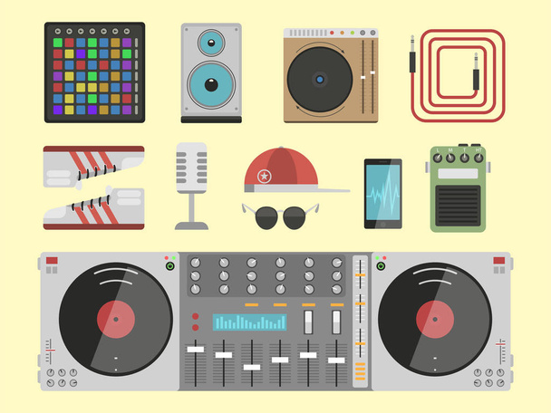 DJ accessory musician instruments vector illustration. - Vector, Image