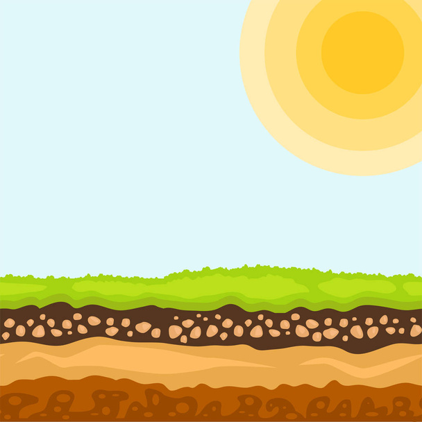 Illustration of cross section of ground agriculture country gardening ground slices land piece nature outdoor vector. - ベクター画像
