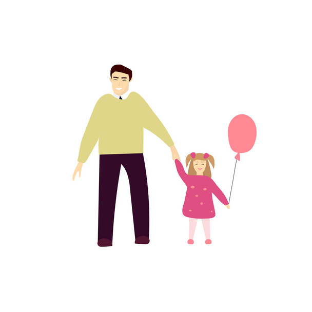 Vektorové ilustrace usmívající se otce se svou malou dcerou. - Vektor, obrázek