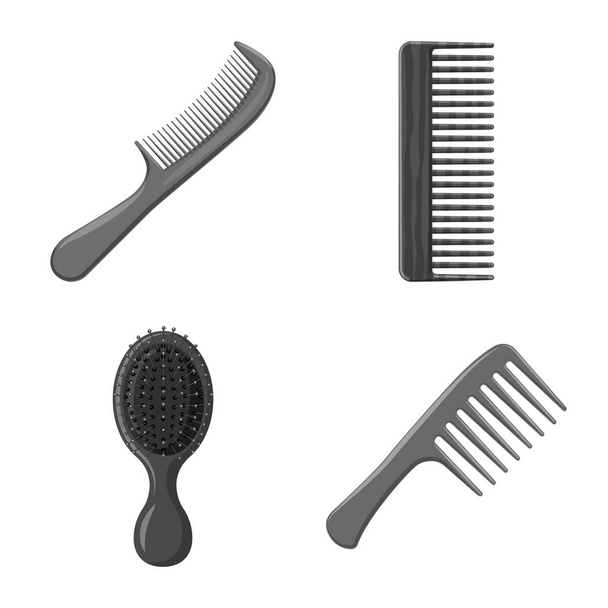 Vector illustration of brush and hair icon. Collection of brush and hairbrush stock symbol for web. - Vektör, Görsel