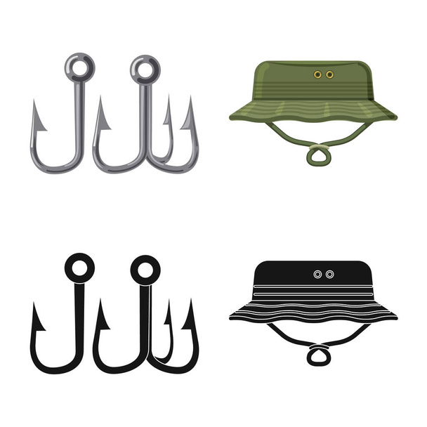 Isolated object of fish and fishing sign. Collection of fish and equipment stock symbol for web. - Вектор,изображение
