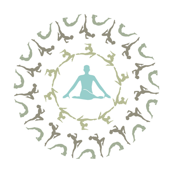 Yoga Mandala- Μοναδική σιλουέτα γιόγκα mandala - Διάνυσμα, εικόνα