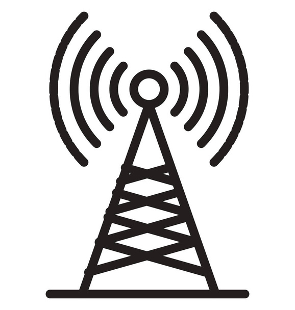 Иконка изолированного вектора линии WiFi Tower может быть легко изменена и отредактирована - Вектор,изображение