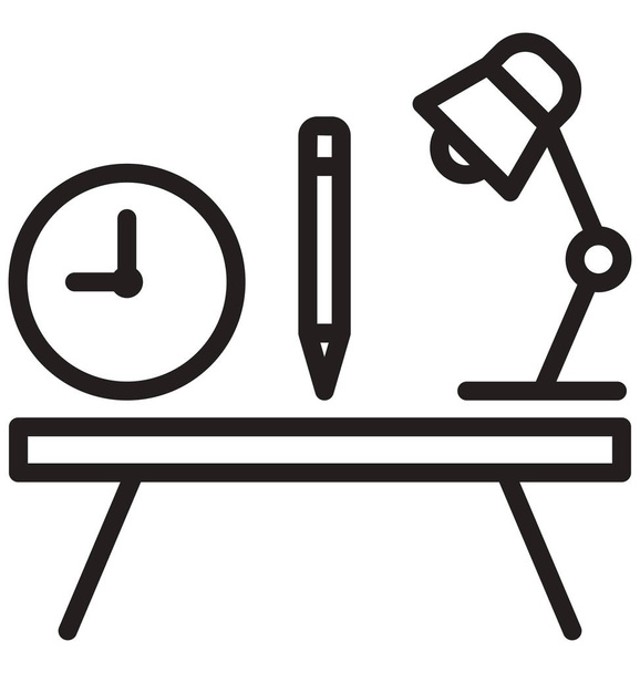 Workplace, clock line isolated vector icon can be easily modified and edit - Vector, Image