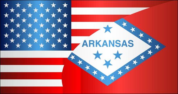 アメリカ、アーカンソー州 - 図では、アメリカ合衆国、アーカンソー州の混合の国旗の旗 - ベクター画像
