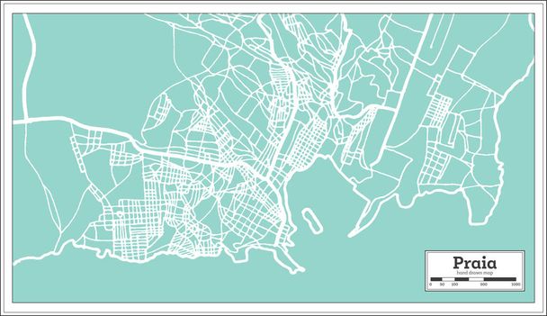レトロなスタイルでプライア ケープ ベルデ都市マップ。概要地図。ベクトル図. - ベクター画像