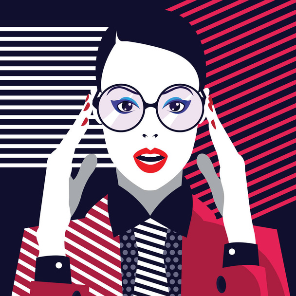 Fashion and stylish woman in style pop art. - Vector, Image