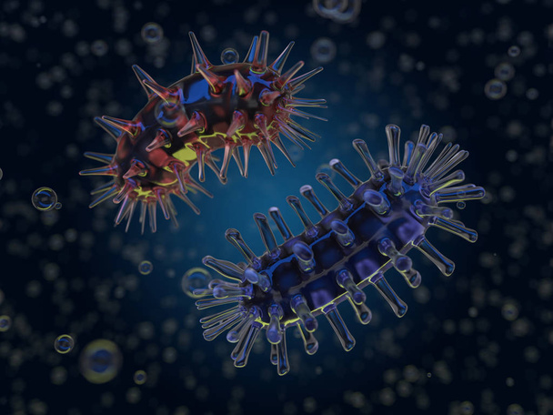 Scientific background with bacteria, viruses, microorganisms 3D rendering - Photo, Image