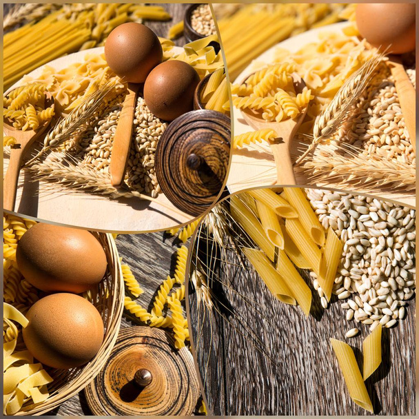 Ιταλικά μακαρόνια ζυμαρικά άψητα κολάζ - Φωτογραφία, εικόνα